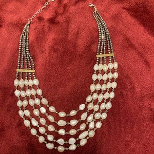 MAX MARA FRESH WATER PEARLS AND MARCASITE NECKLACE